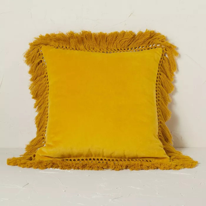 Square Velvet Fringe Decorative Throw Pillow - Opalhouse™ designed with Jungalow™ | Target