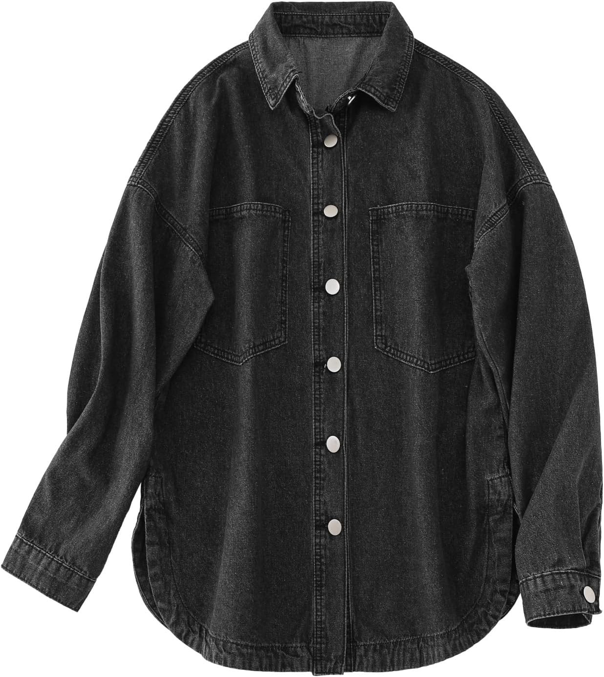 LifeShe Women Denim Shirt Jean Jacket Oversize Button Down Shirt Long Sleeve Jean Tops Trendy Shackets | Amazon (US)