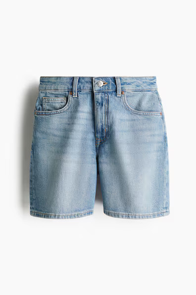 H & M - High-waisted denim shorts - Blue | H&M (UK, MY, IN, SG, PH, TW, HK)