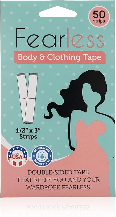 Fearless Tape - Fashion Tape Double Sided for Clothing Body & Dresses (50 Strips) | Clear Fabric ... | Amazon (US)