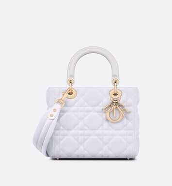 Sac Lady D-Lite Medium Tissu technique Macrocannage blanc | DIOR | Dior Couture