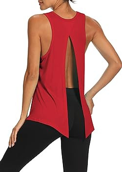 Bestisun Workout Tank Tops Open Back Yoga Exercise Shirts Tie Back Athletic Clothes for Women | Amazon (US)