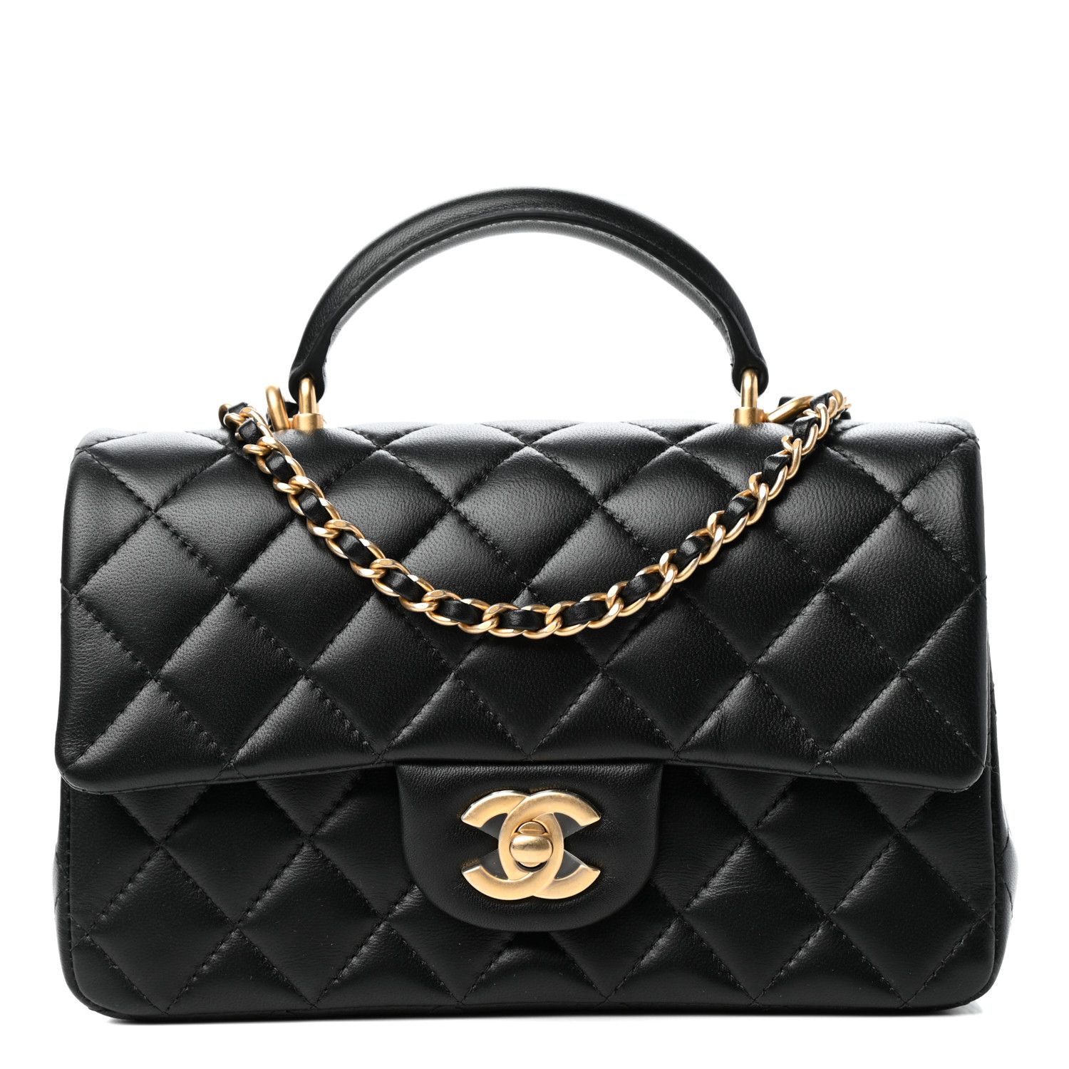 CHANEL

Lambskin Quilted Mini Top Handle Rectangular Flap Black | Fashionphile