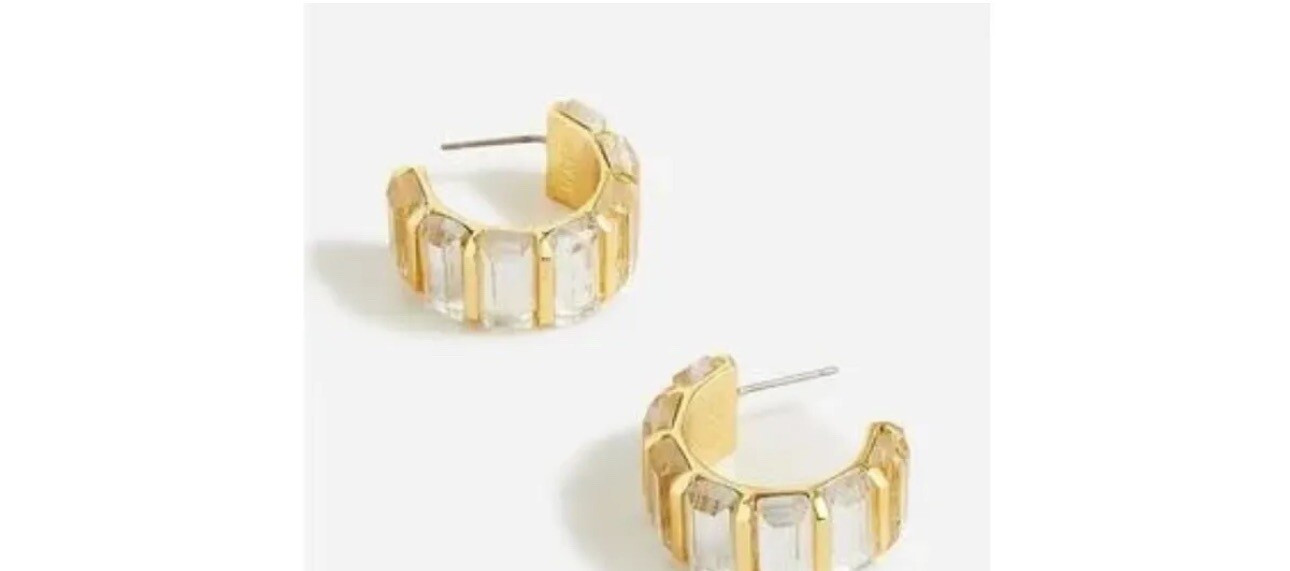 J Crew Trapezoid Crystal Stone Hoop Earrings ASO  | eBay | eBay US