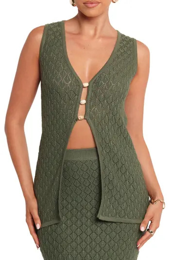 Petal & Pup Asplie Pointelle Sweater Vest in Olive at Nordstrom Rack, Size Large | Nordstrom Rack