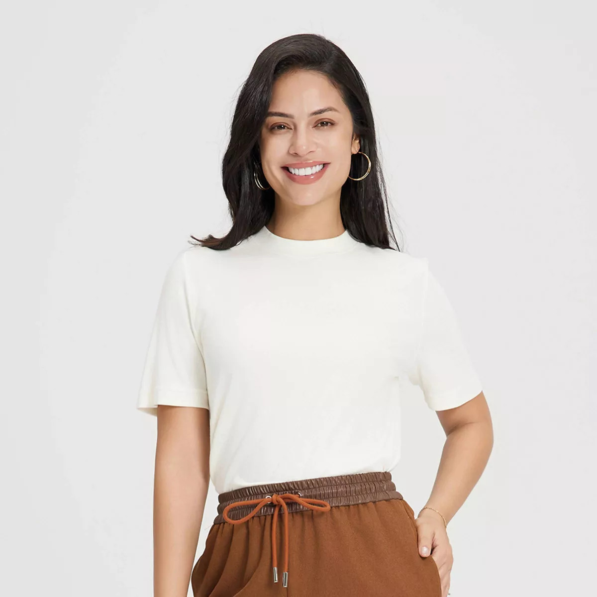 Women's Short Sleeve Wool-Blend T-Shirt - A New Day™ White L | Target