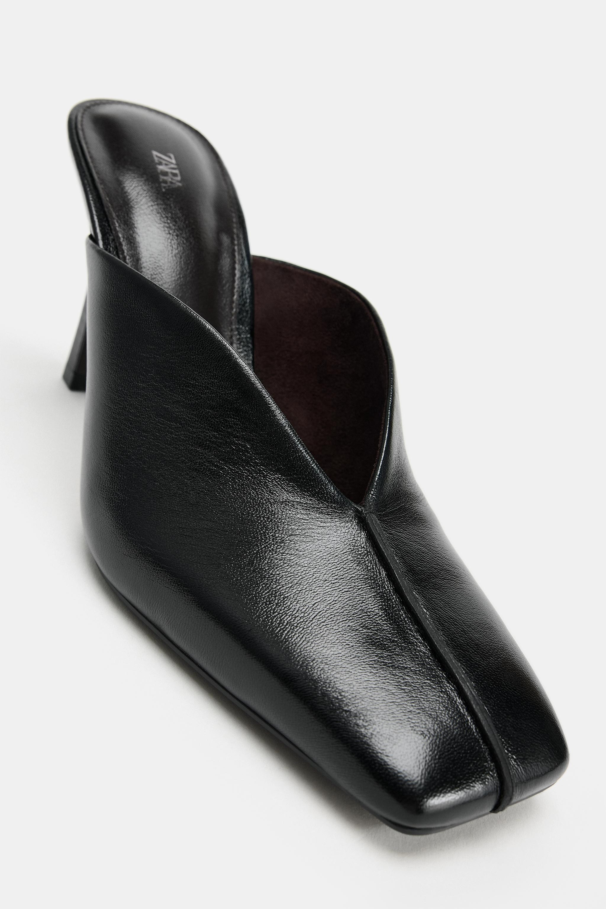 LEATHER MULE HEELED SHOES | Zara UK