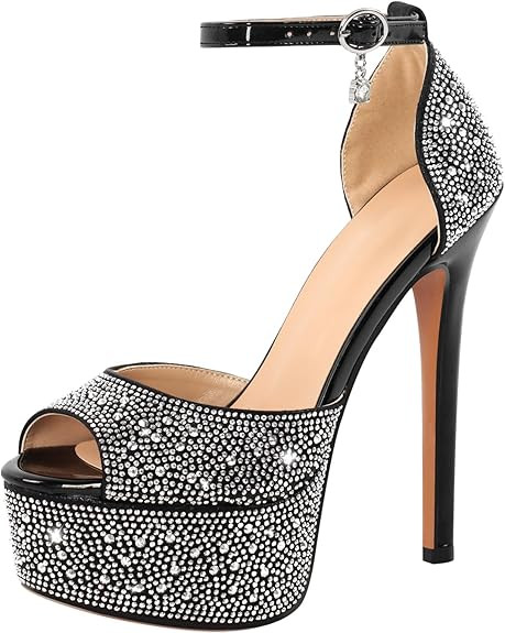 LISHAN Women's Platform 5.9in High Heel Open Toe Ankle Strap Sandals | Amazon (US)