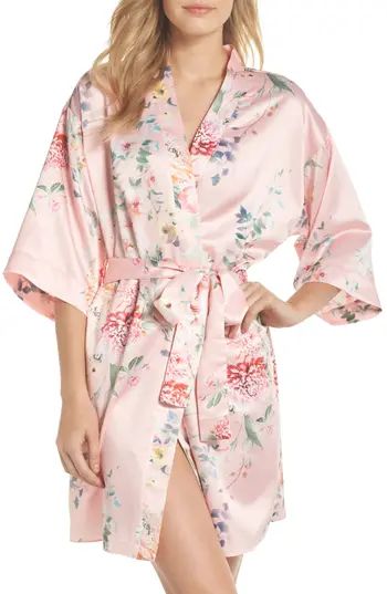 Women's Flora Nikrooz Renata Short Satin Robe, Size Small/Medium - Pink | Nordstrom