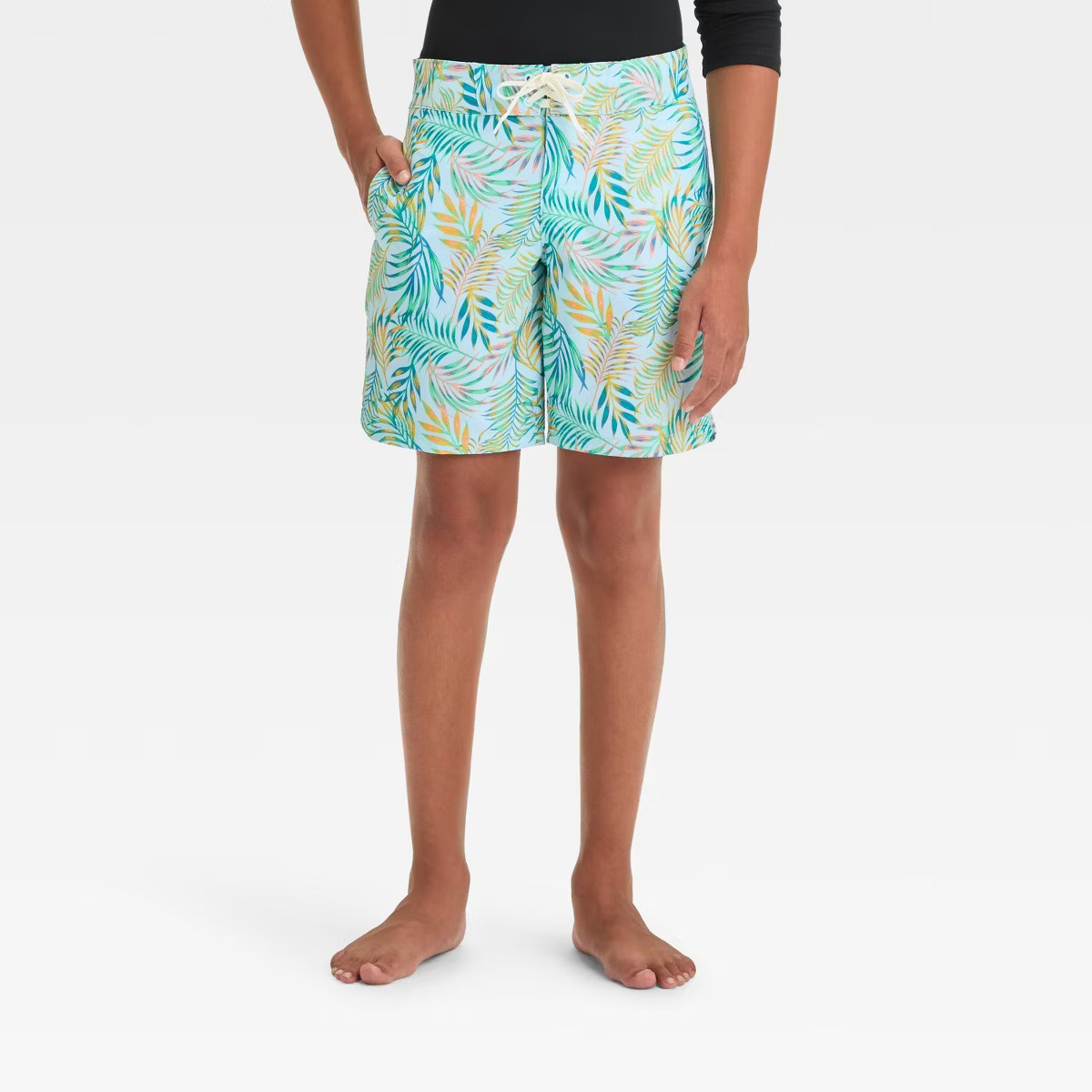 Boys' Palm Tree Printed Swim Shorts - art class™ Blue 16 Husky | Target