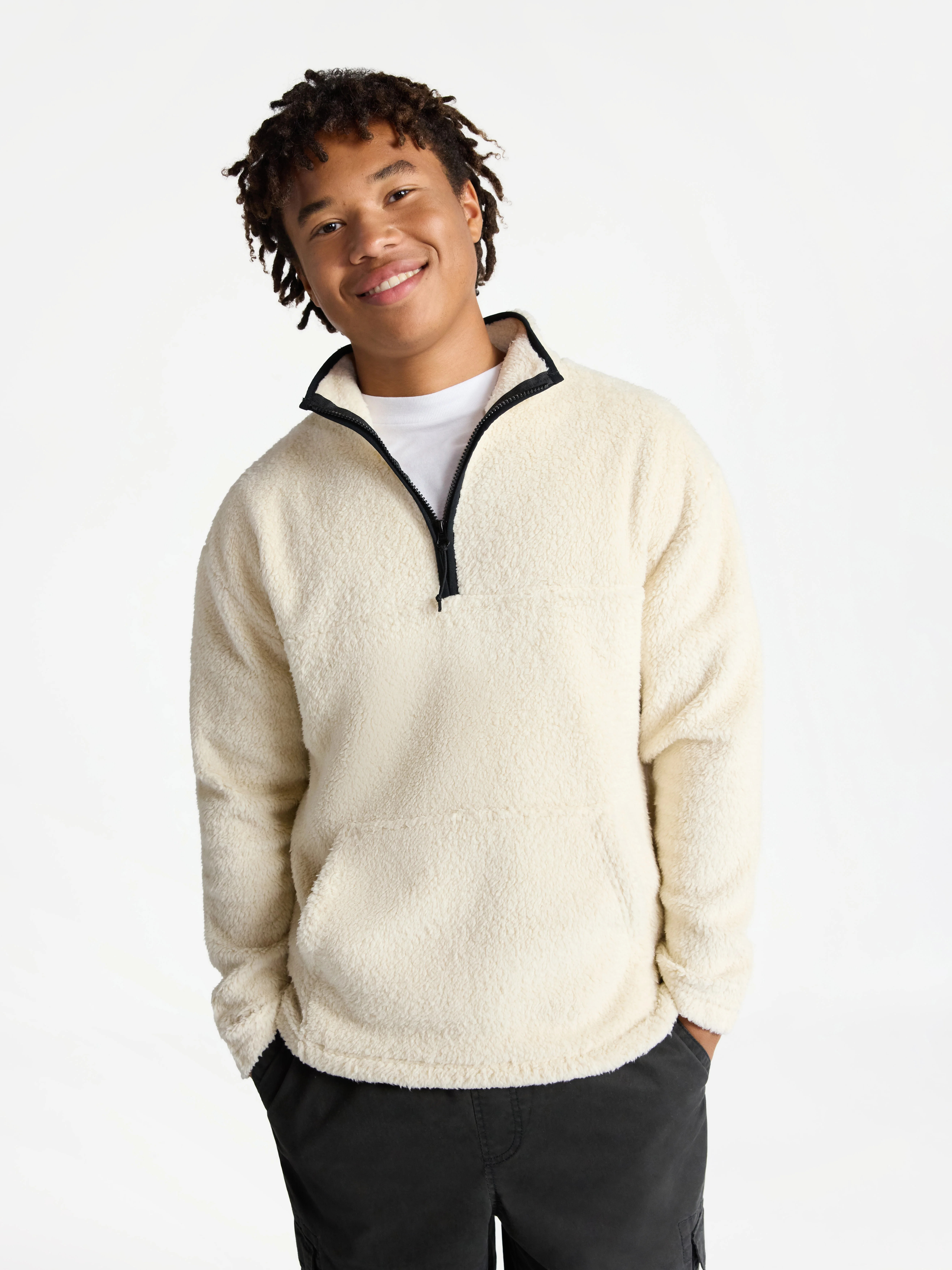 No Boundaries High Pile Quarter Zip Fleece Pullover, Men's | Walmart (US)