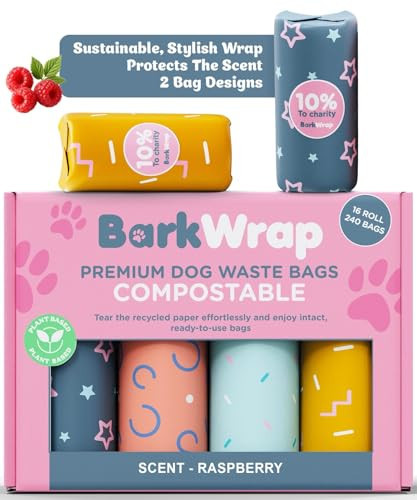 240 Biodegradable Dog Poop Bags Rolls Raspberry Scented Extra Thick Compostable Waste Doggie Pet Bulk Leak-Proof Bag - 100% Certified Home with Beautiful Colorful Design and Easy Open Compliant | Amazon (US)