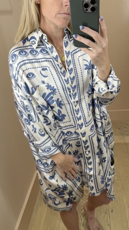 All originial prints this designer is one of my favorites.  Always flattering cuts especially on the flowy mini long sleeve shirt dress perfect for wearing as a wedding guest or by the beach. Wearing size XS.  Available in 3 whimsical prints.

#vacationdress #longsleevedress #summerdress #springdress  #weddingguest #vacationdress

#LTKSeasonal #LTKVideo #LTKParties