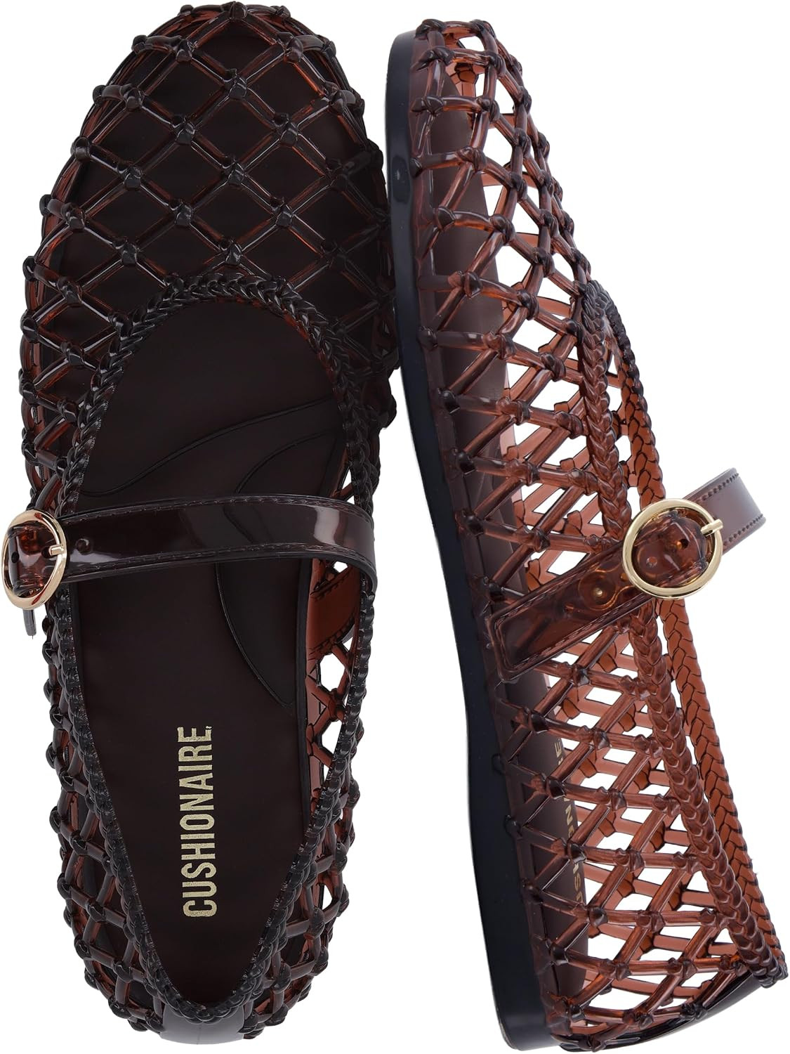 CUSHIONAIRE Twist Mary Jane Jelly Flats for Women with Adjustable Buckle | Amazon (US)