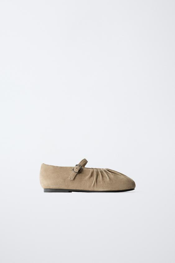 LEATHER BALLET FLATS | Zara US