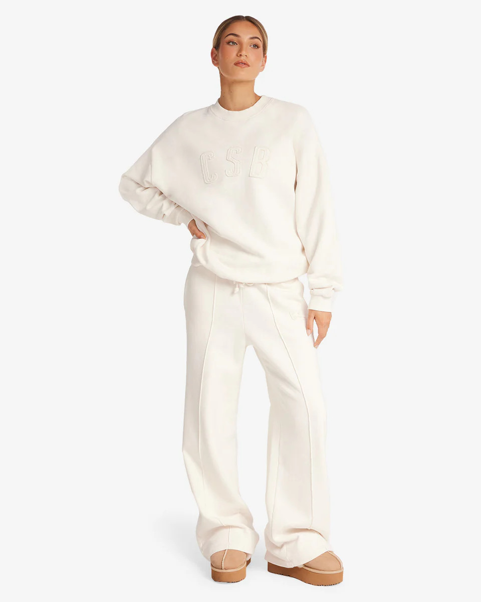 CSB Wide Leg Sweatpant | Vanilla | Crop Shop Boutique US