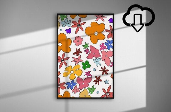 Vintage 70s Funky Floral | Download | Poster Print Wall Art Decor | Interior Design | Colourful S... | Etsy (US)