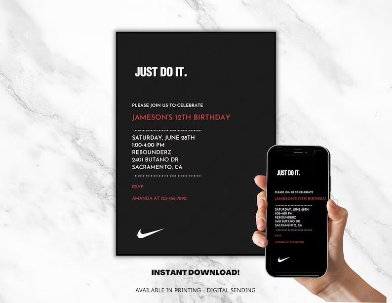 Editable Nike Inspired Invitation, Sneaker Birthday Party, Boy Birthday Party, Instant Download, ... | Etsy (US)