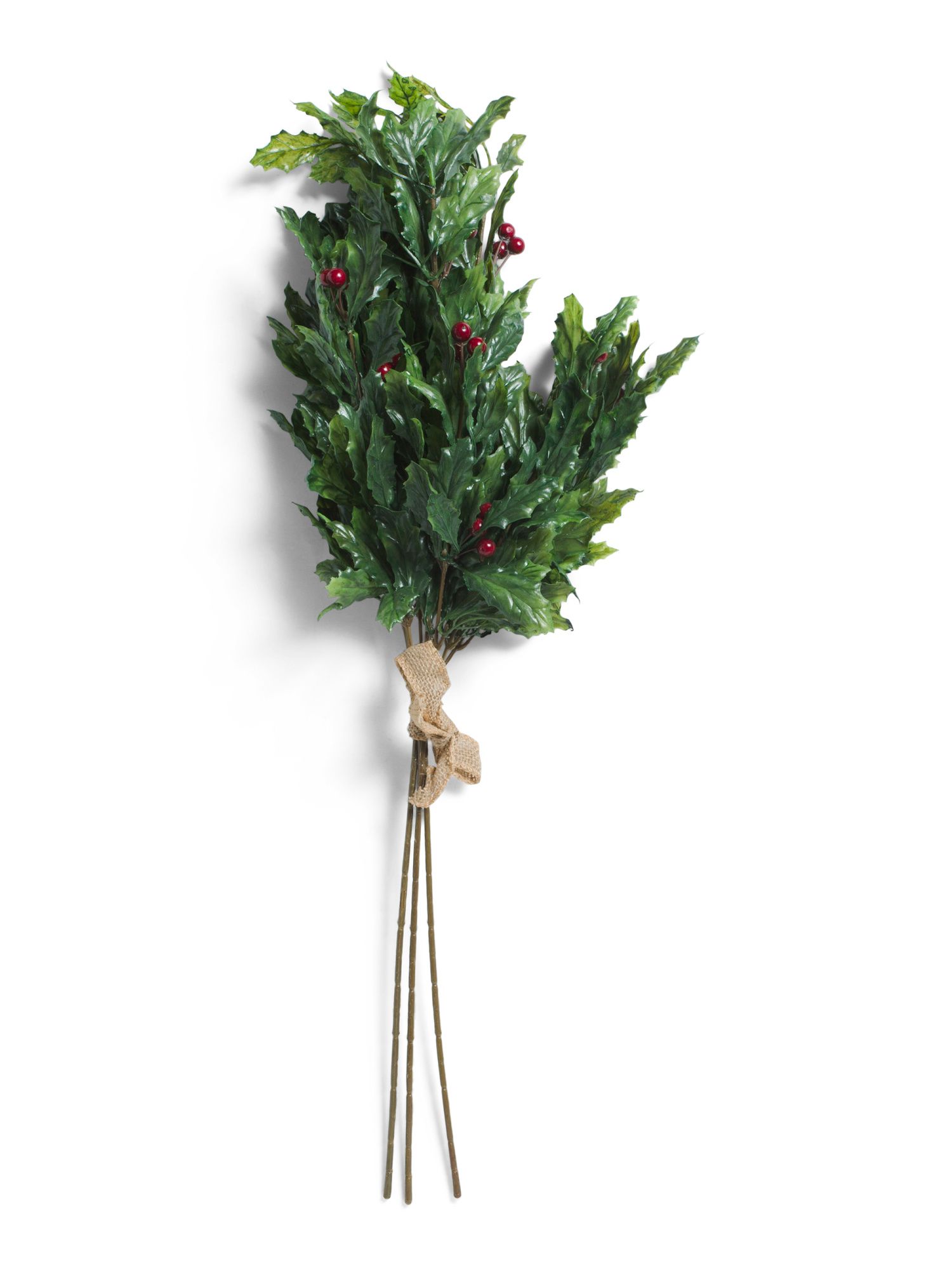 30in Set Of 3 Holly Leaves Stems | TJ Maxx