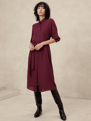 Tie-Waist Midi Shirtdress | Banana Republic Factory