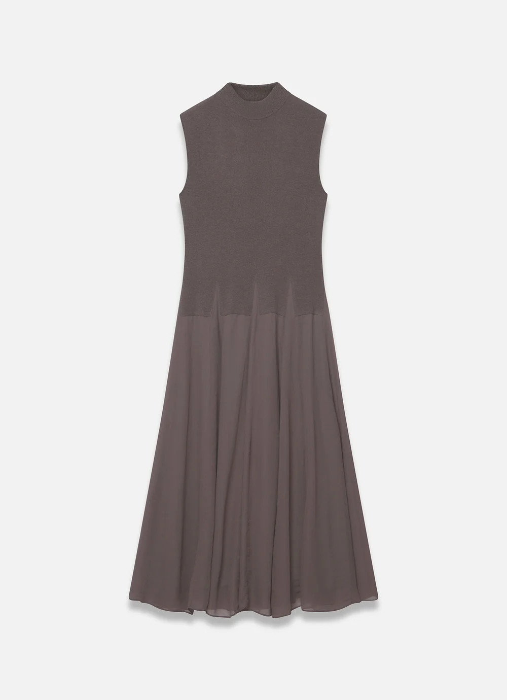 Brown Sleeveless Knit Midi Dress | Mint Velvet