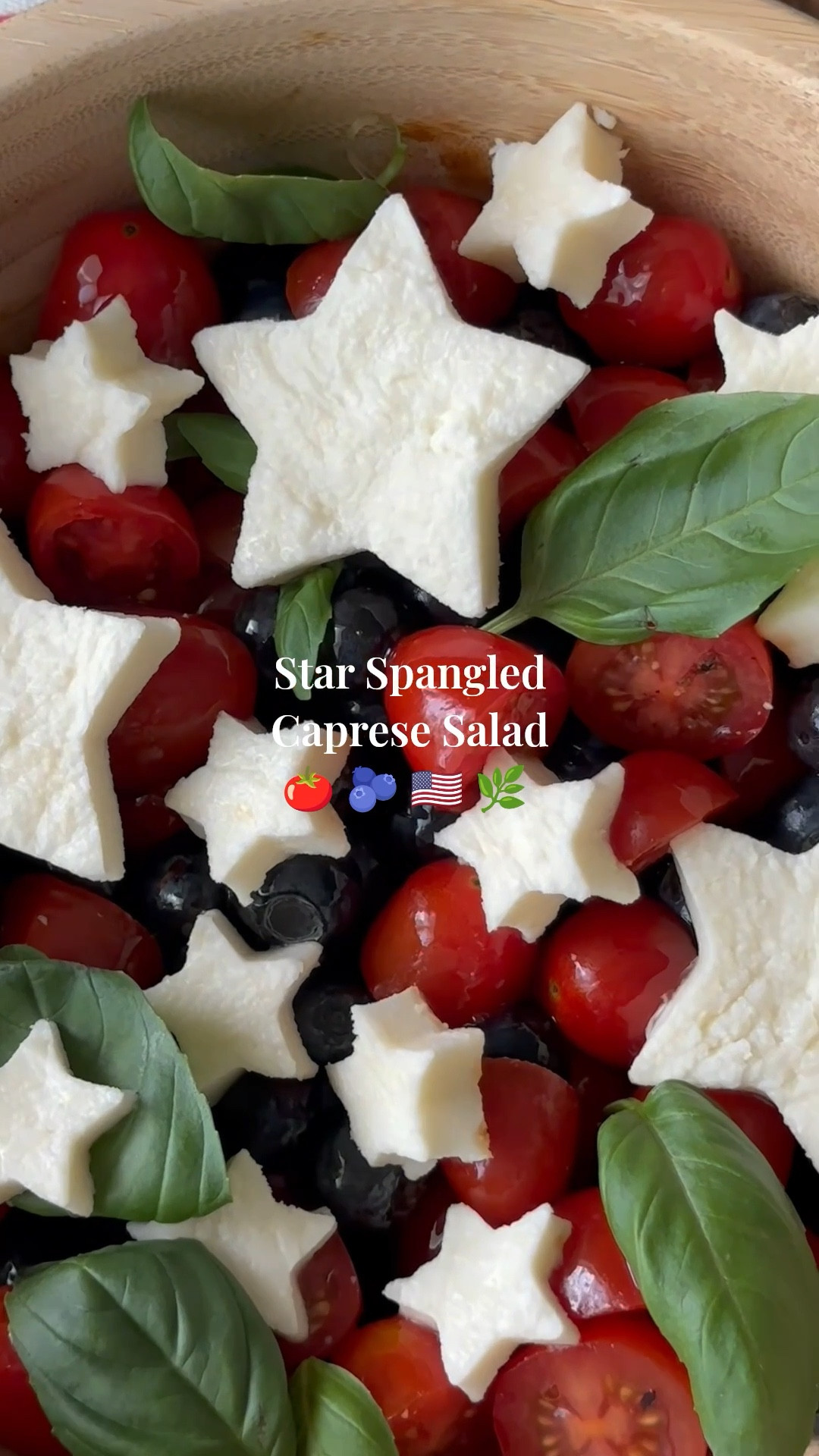 STAR SPANGLED CAPRESE SALAD 🇺🇸
This is such an easy and DELICIOUS salad to make this Summer! Details ⬇️

You will need cherry tomatoes, blueberries, balsamic glaze, basil, and sliced mozzarella. 🍅🫐🇺🇸🌿
Slice your cherry tomatoes in half and add to a bowl with your blueberries. Layer in the balsamic glaze and a pinch of salt and pepper. Mix well and top with your mozzarella stars and basil!
(Of course wash your tomatoes and blueberries first!)
Soooo pretty and soooo good! Perfect for Summer and celebrating the Fourth of July! 🇺🇸 

Save and follow @lifestyled_bylauren for more holiday inspo all year long! 

#LTKSeasonal #LTKSummerEdit #LTKHome
