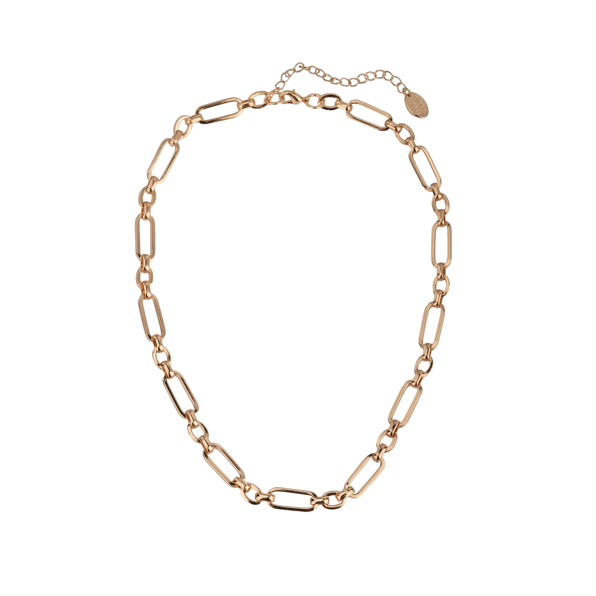 Time And Tru Women's Gold Tone Oval Link Chain Short Necklace - Walmart.com | Walmart (US)