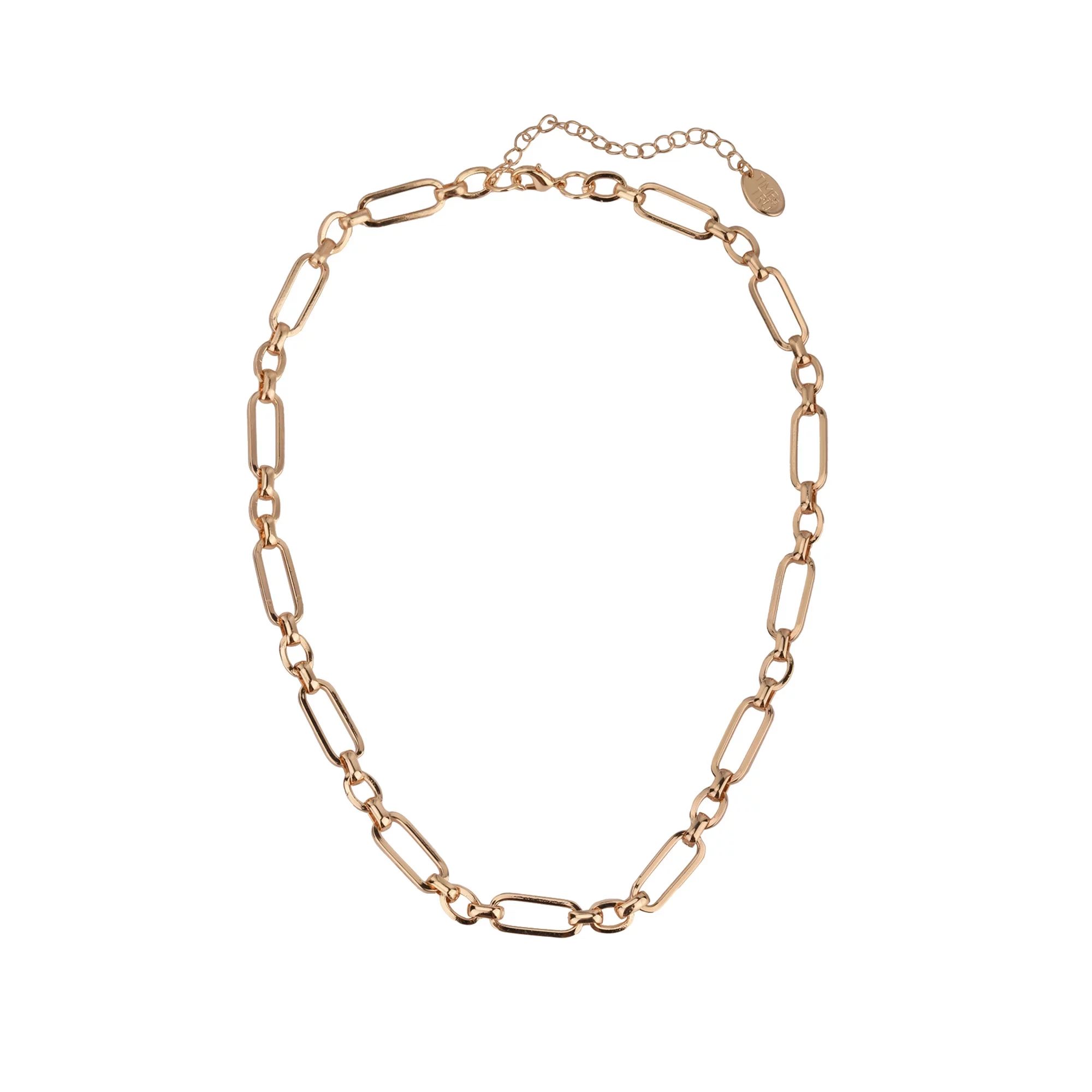 Time And Tru Women's Gold Tone Oval Link Chain Short Necklace - Walmart.com | Walmart (US)
