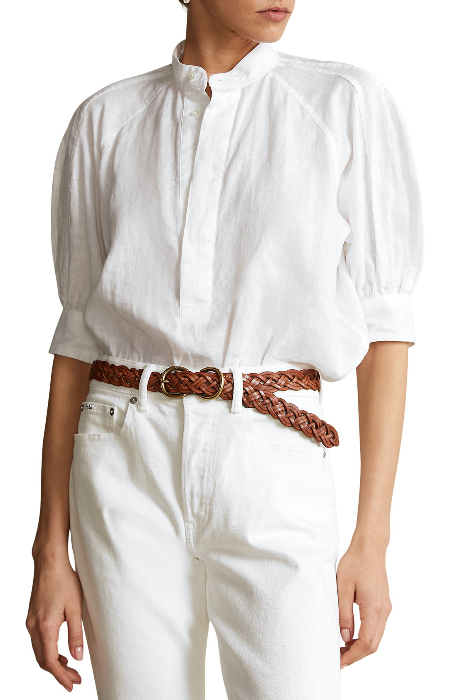 Polo Ralph Lauren Puff Sleeve Linen Blouse | Nordstrom | Nordstrom