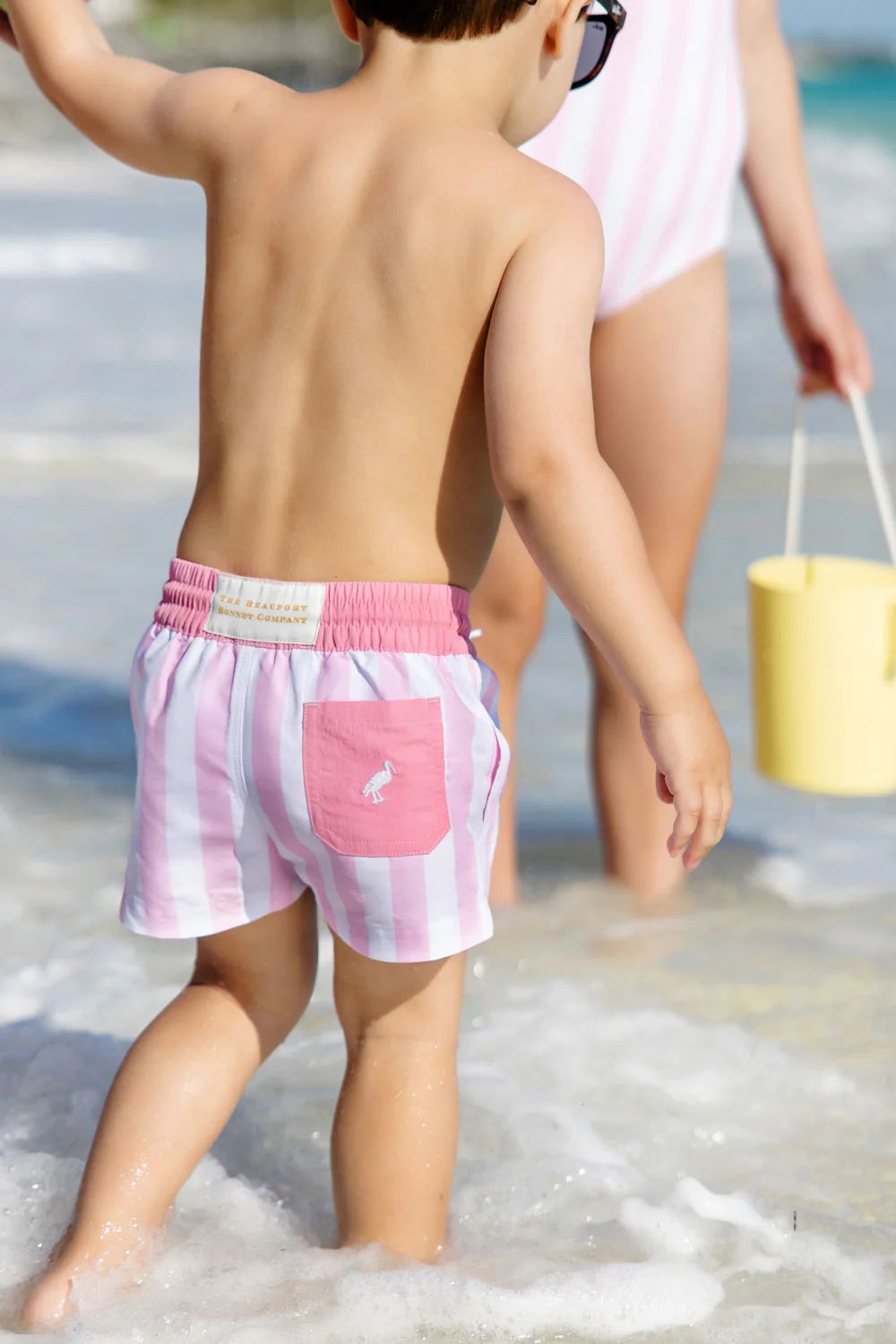 Turtle Bay Trunks - Caicos Cabana Stripe with Hamptons Hot Pink | The Beaufort Bonnet Company