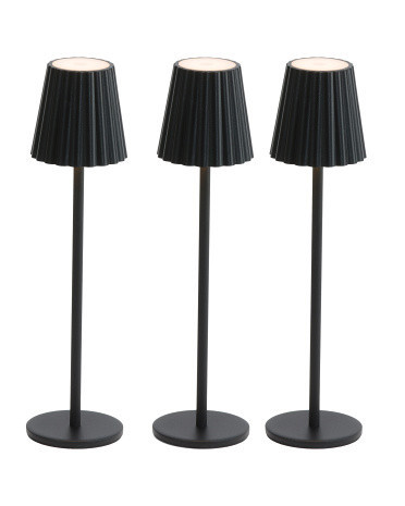 Set Of 3 11In Mini Fluted Task Rechargeable Lamps | TJ Maxx