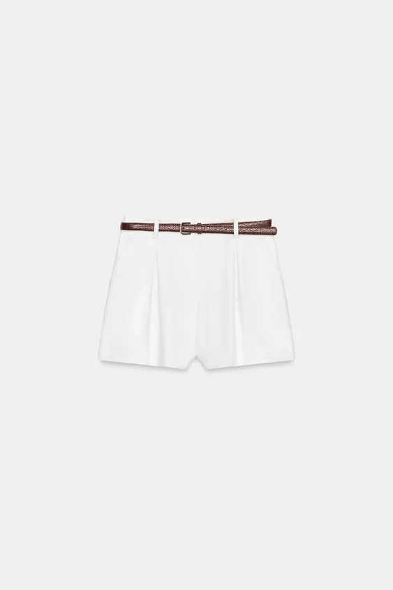HIGH-WAISTED BELTED SHORTS | Zara US