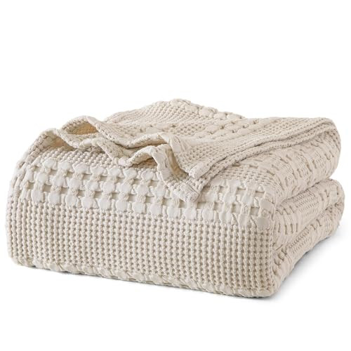 PHF 100% Cotton Waffle Weave Blanket Queen Size, Soft Lightweight Breathable Cozy Summer Blankets... | Amazon (US)