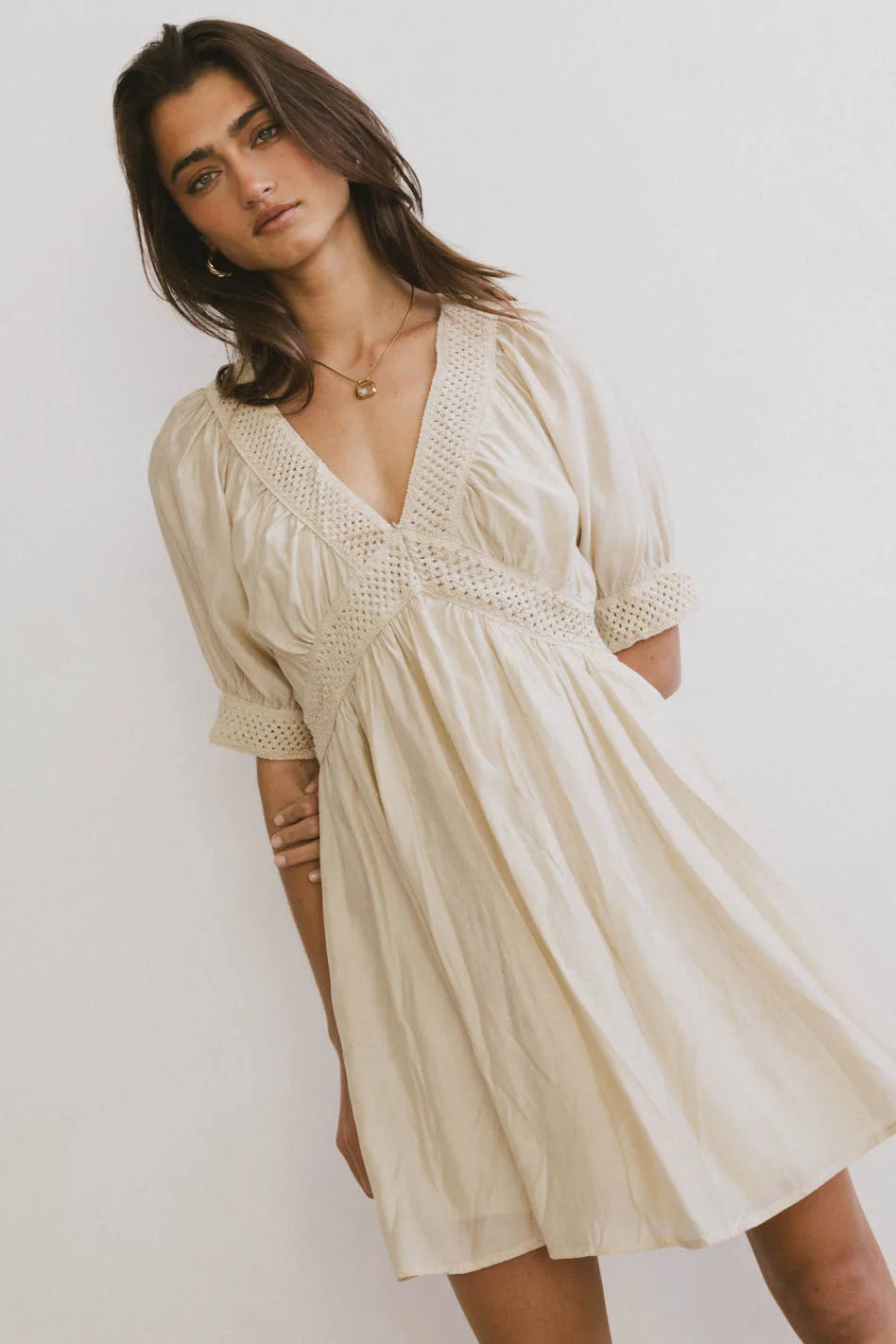 Lorna Mini Dress in Natural | Böhme US