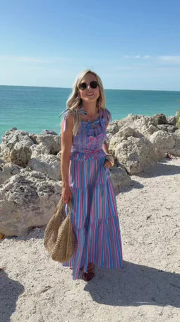 Margot Blue Striped Maxi Dress | Avara