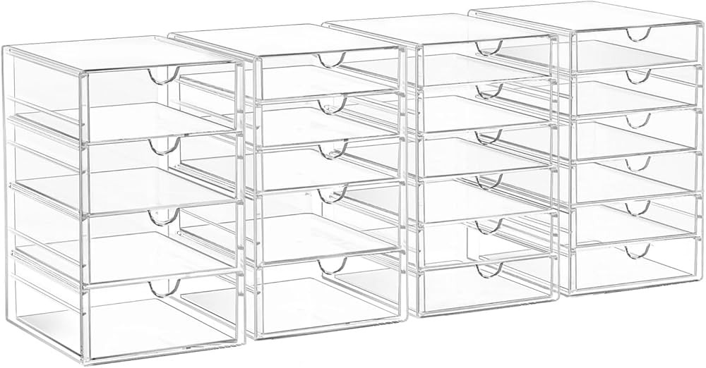 Acrylic Drawer Organizers - 21 Drawers 4 Set - Clear Storage Drawers for Office Supplies - Stacka... | Amazon (US)