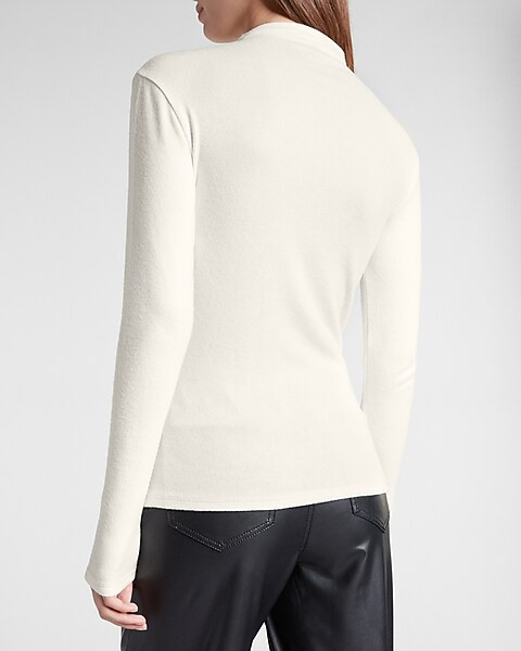 Embellished Shoulder Mock Neck Tee | Express