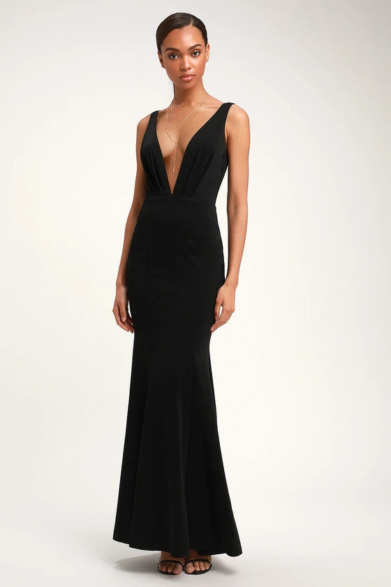 Adelina Black Sleeveless Mermaid Maxi Dress | Lulus (US)