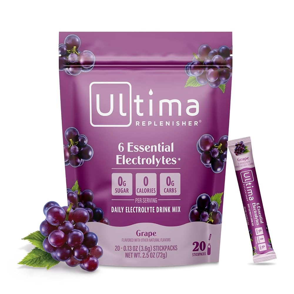 Ultima Replenisher Daily Electrolyte Powder Drink Mix – Sugar Free – Grape, 20 Stickpacks –... | Amazon (US)