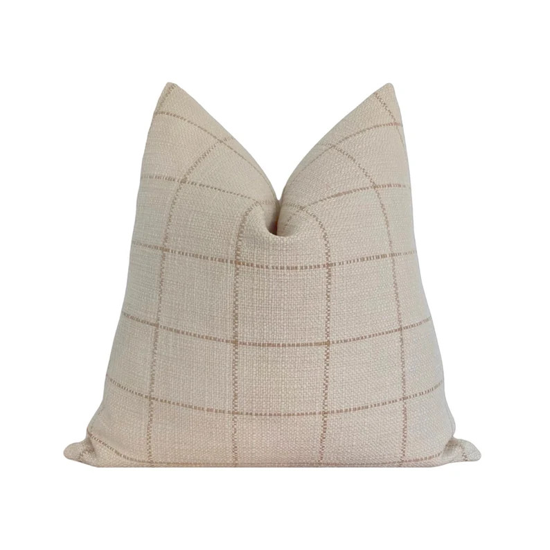 Cream and Light Brown Window Pane Pillow Cover, Cover Only - Etsy | Etsy (US)