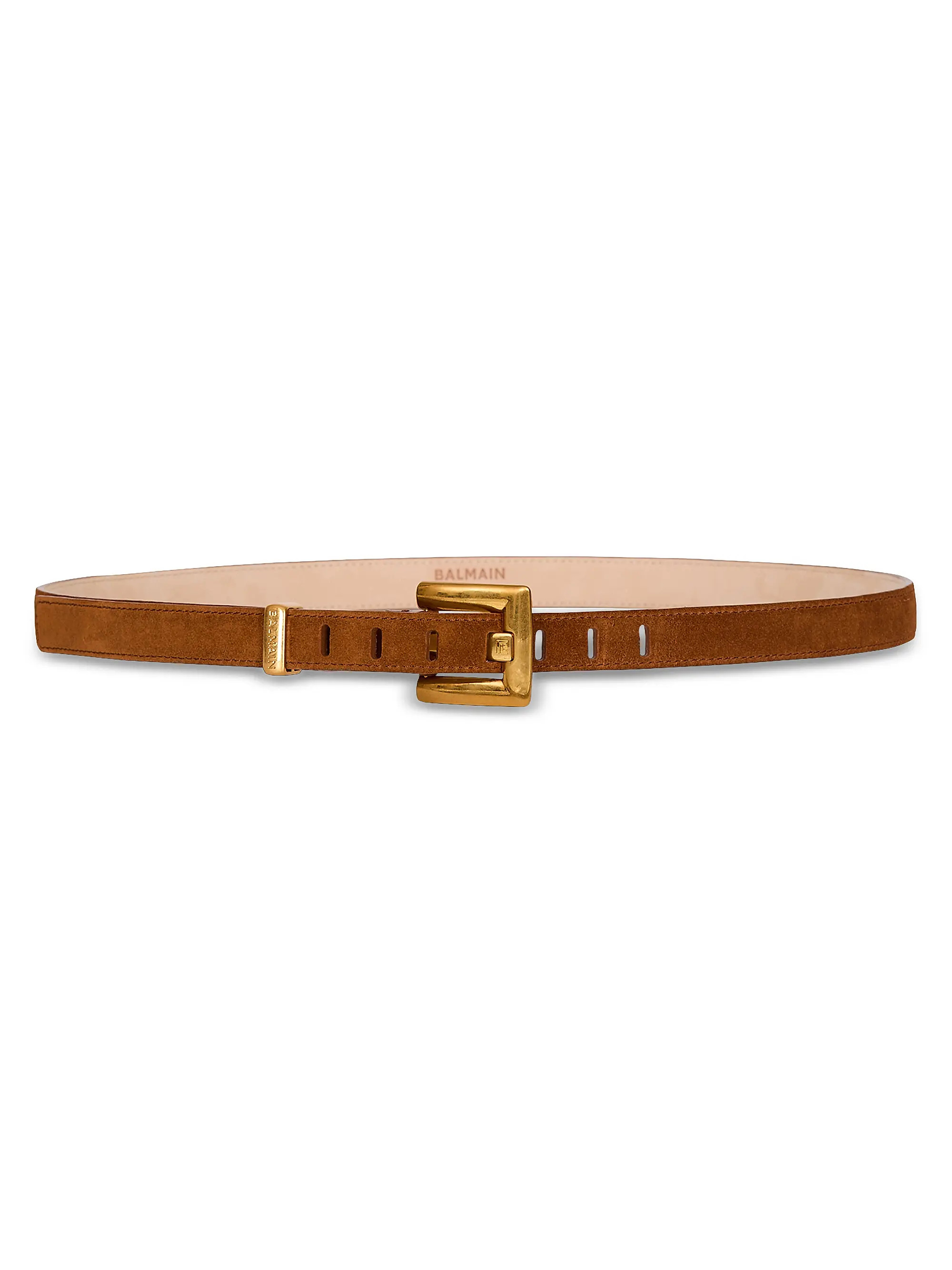 Balmain Anthem Thin Suede Belt | Saks Fifth Avenue | Saks Fifth Avenue