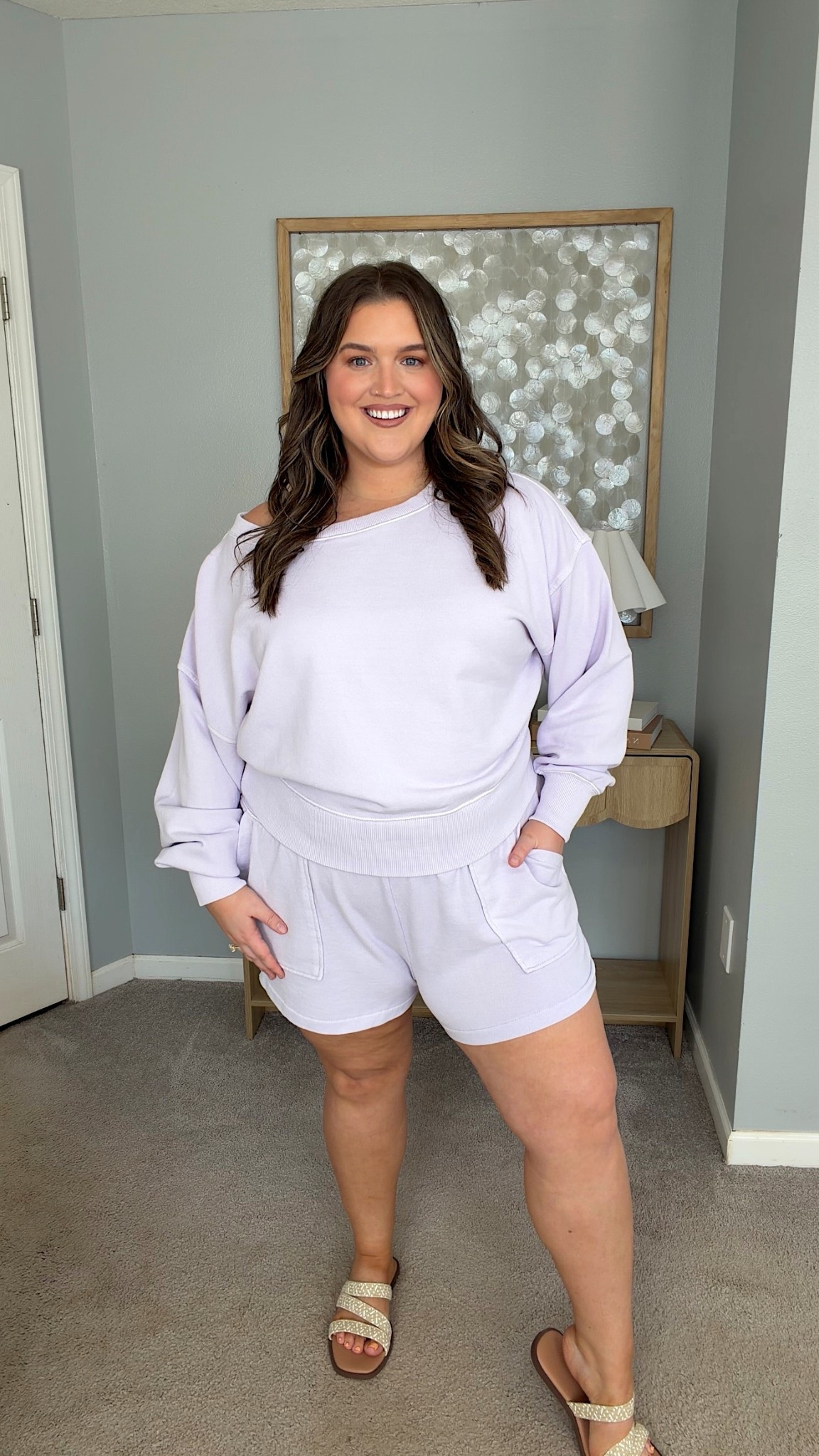 Such a perfect Spring to Summer lounge set 💜 Lilac matching sweater + shorts set from Aerie. Wearing a size XL in both pieces.

#LTKSaleAlert #LTKootd #LTKPlusSize
