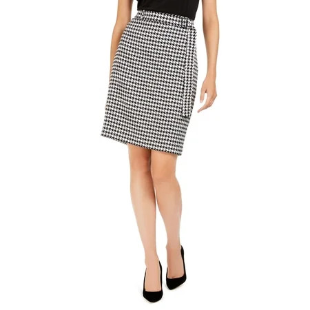 Calvin Klein Women s Belted Houndstooth Pencil Skirt Gray Size 16 | Walmart (US)