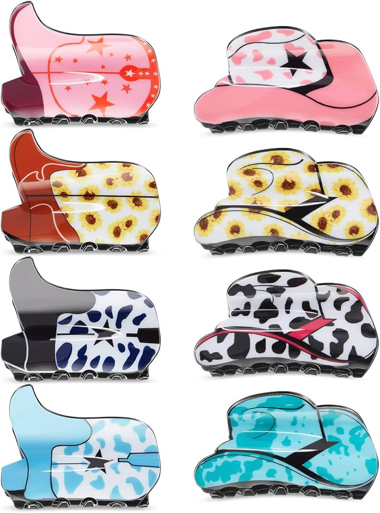 Tigeen 8 Pcs Western Cowboy Hair Claw Clips Sunflower Leopard Star Shark Boot Hat Jaw Hair Clip L... | Amazon (US)