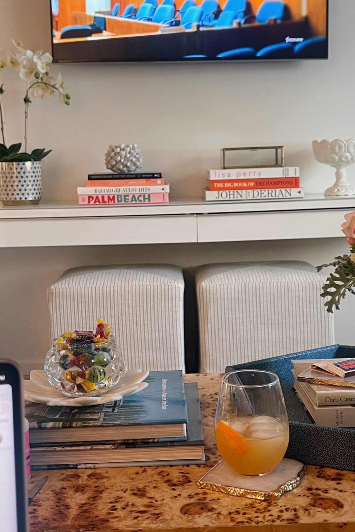 Love these target ottomans. Great neutral. Cozies up the space and adds extra seating! 