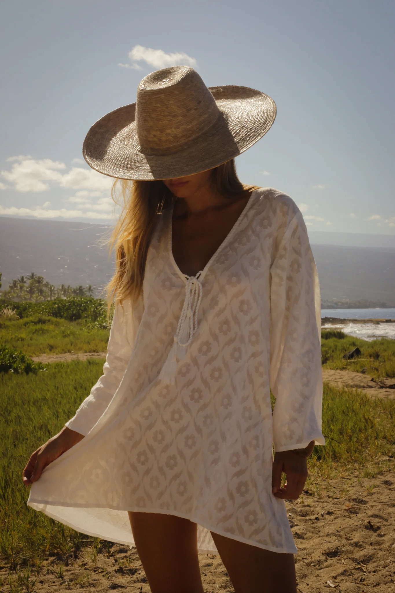 Siena Bell Sleeve Dress - White | Sitano