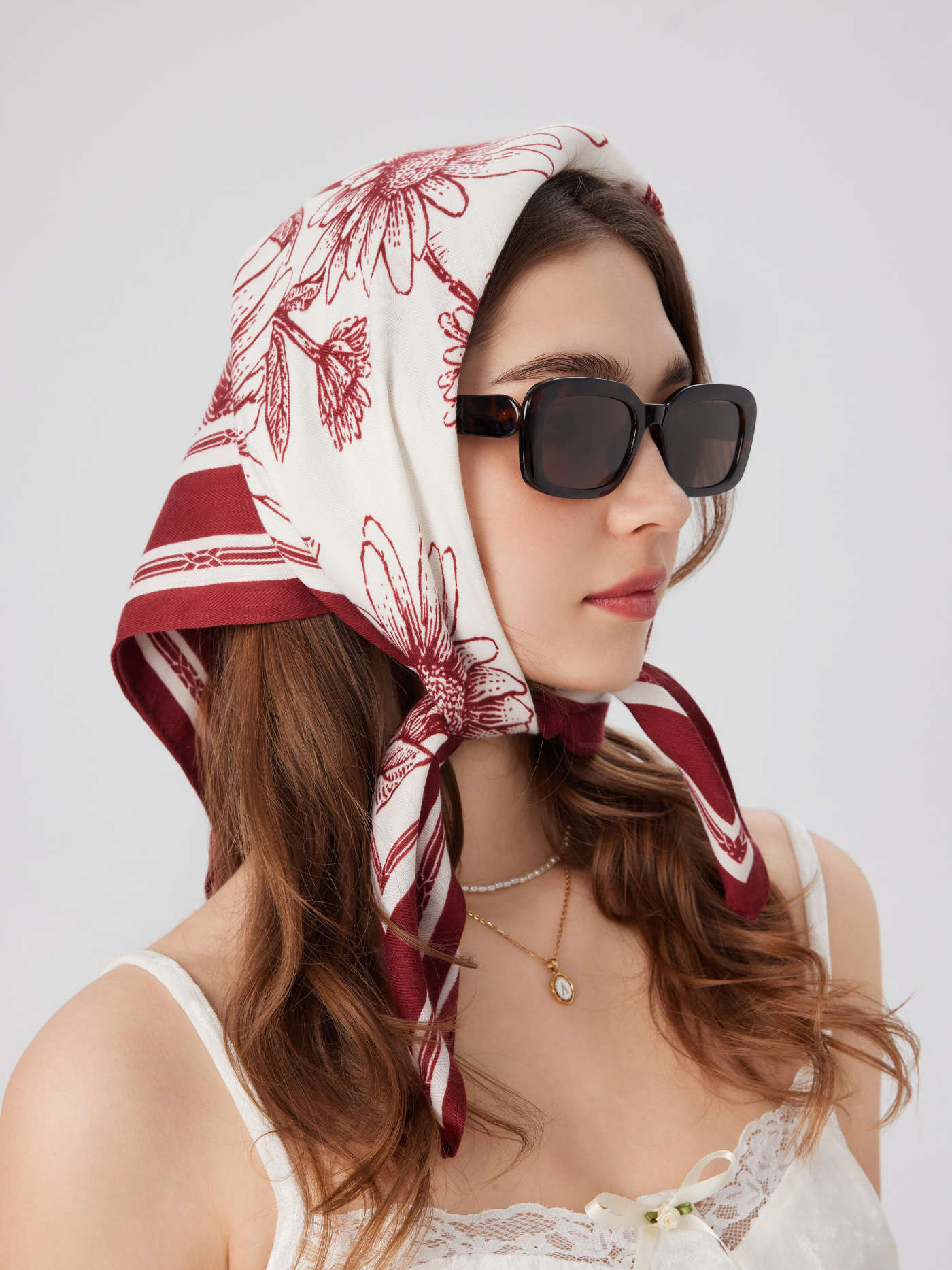 FLORAL SQUARE HEADSCARF | Cider