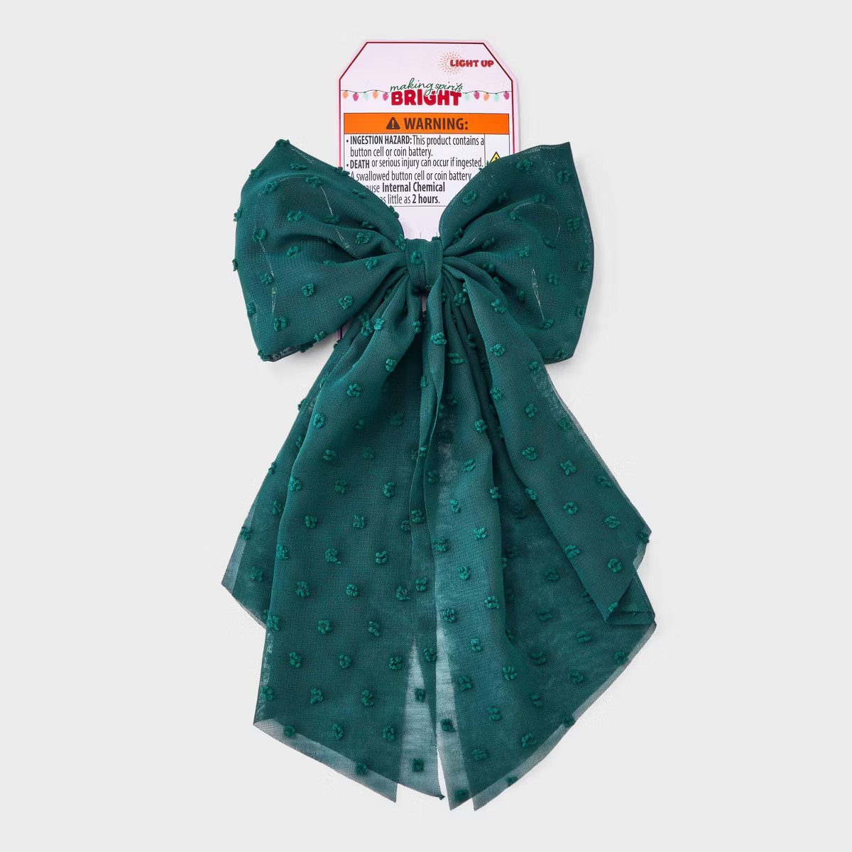 Christmas Light-Up Bow Hair Clips and Pins - Green | Target