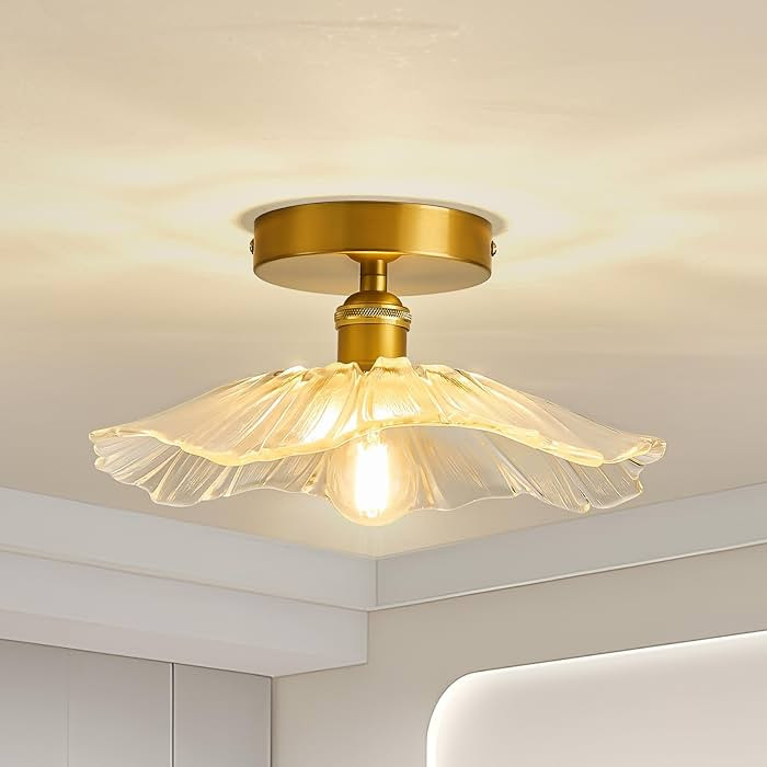 Semi Flush Mount Ceiling Light Glass Lights Flower Lights Modern Lights Fixture for Hallway Entra... | Amazon (US)