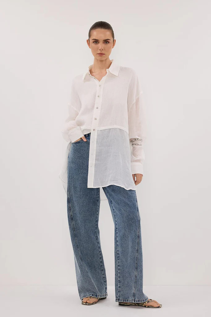 GIGI WHITE RAMIE LONG SLEEVE SHIRT | DISSH